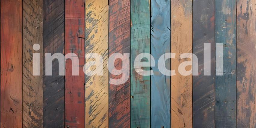 Colorful wood plank wall texture background for interior or exterior design - Ai Generated