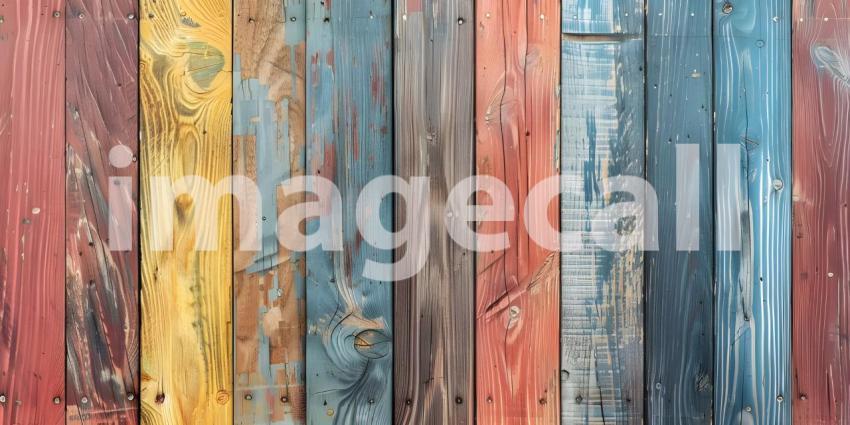 Colorful wood plank wall texture background for interior or exterior design - Ai Generated