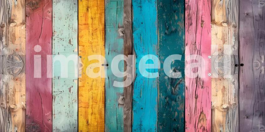 Colorful wood plank wall texture background for interior or exterior design - Ai Generated