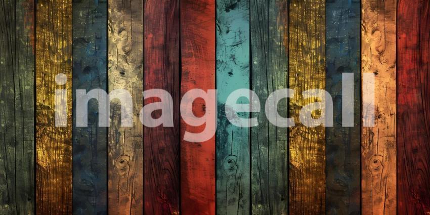 Colorful wood plank wall texture background for interior or exterior design - Ai Generated