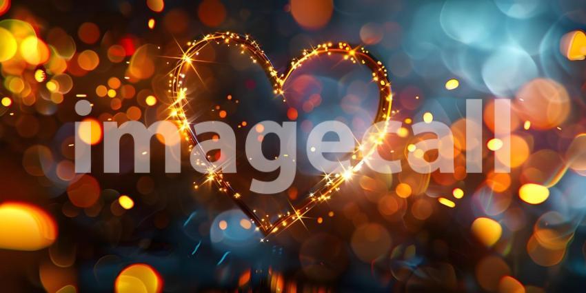 Heart shape bokeh background, Valentine's day - Ai Generated