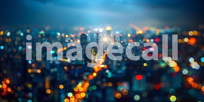 Night city lights, Abstract urban background - Ai Generated
