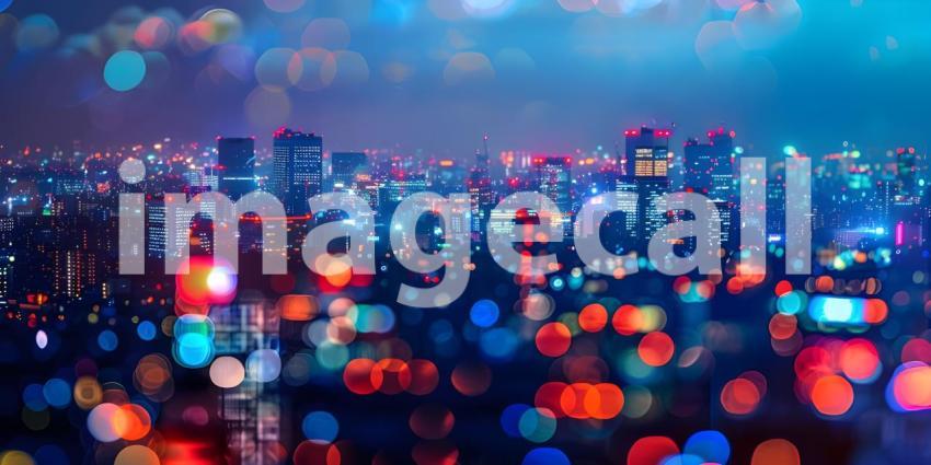 Night city lights, Abstract urban background - Ai Generated