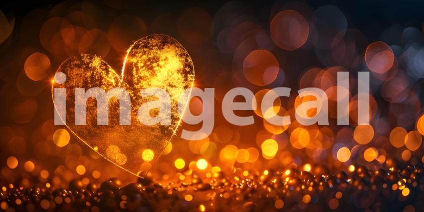 Heart shape bokeh background, Valentine's day - Ai Generated
