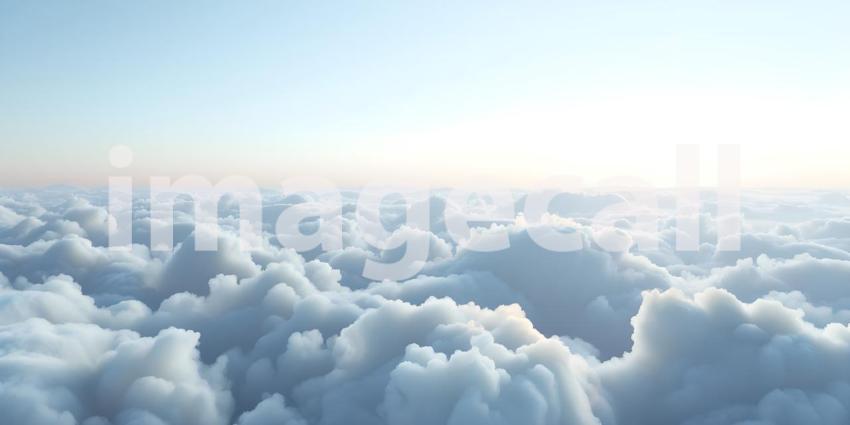 Beautiful aerial view above clouds with blue sky - Ai Generated