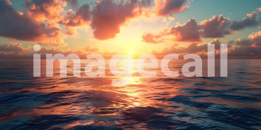 Beautiful sunset over a tropical beach, Beautiful sunset over the sea - Ai Generated