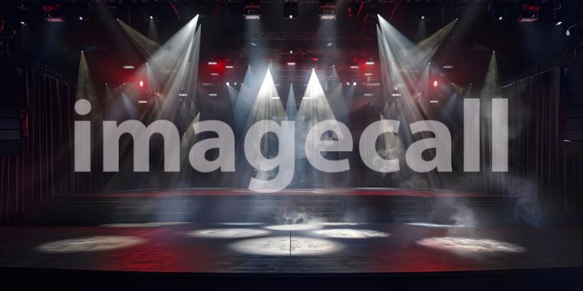 Stage Spotlight with Red and Blue Stage Lights - Ai Generated