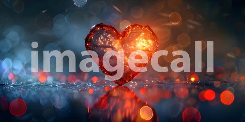 Heart shape bokeh background, Valentine's day - Ai Generated