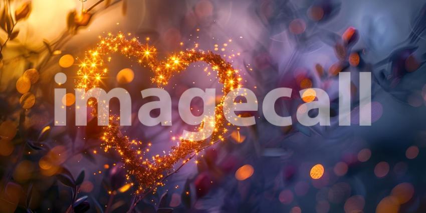 Heart shape bokeh background, Valentine's day - Ai Generated