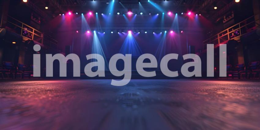 Stage Spotlight with Red and Blue Stage Lights - Ai Generated