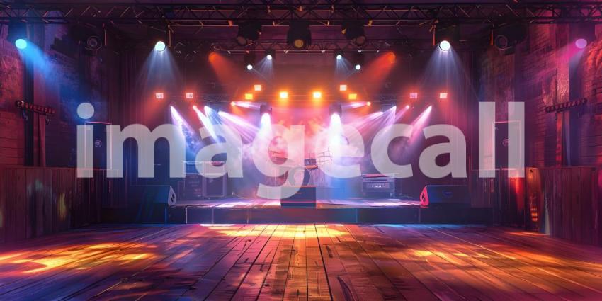 Stage Spotlight with Red and Blue Stage Lights - Ai Generated