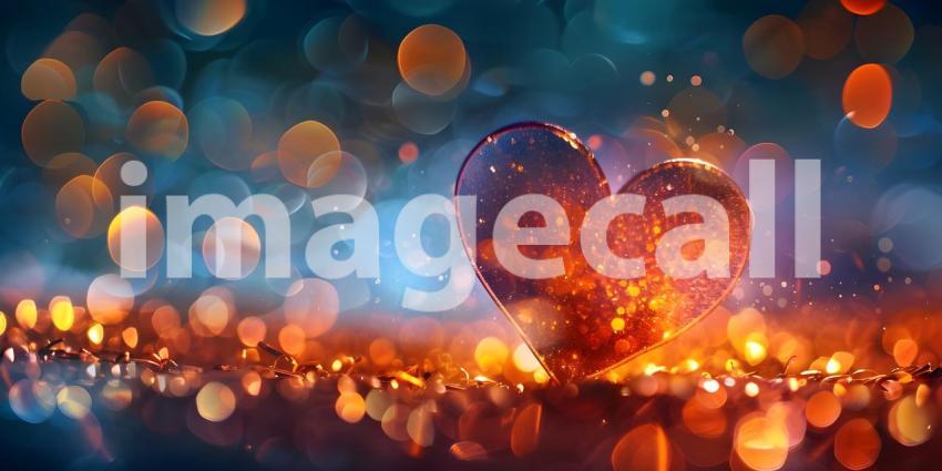 Heart shape bokeh background, Valentine's day - Ai Generated