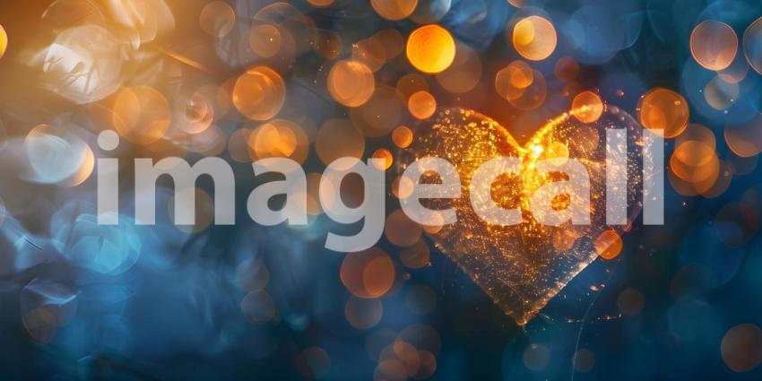 Heart shape bokeh background, Valentine's day - Ai Generated