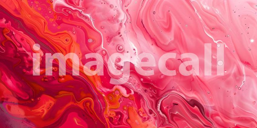 Abstract background of acrylic paint in red and pink tones, Liquid marble texture - Ai Generated