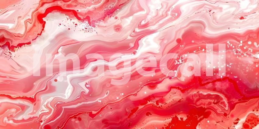Abstract background of acrylic paint in red and pink tones, Liquid marble texture - Ai Generated
