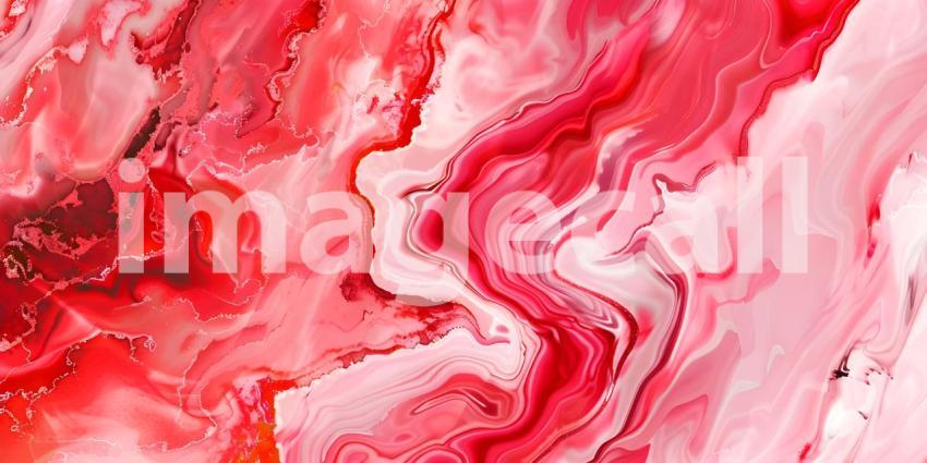 Abstract background of acrylic paint in red and pink tones, Liquid marble texture - Ai Generated