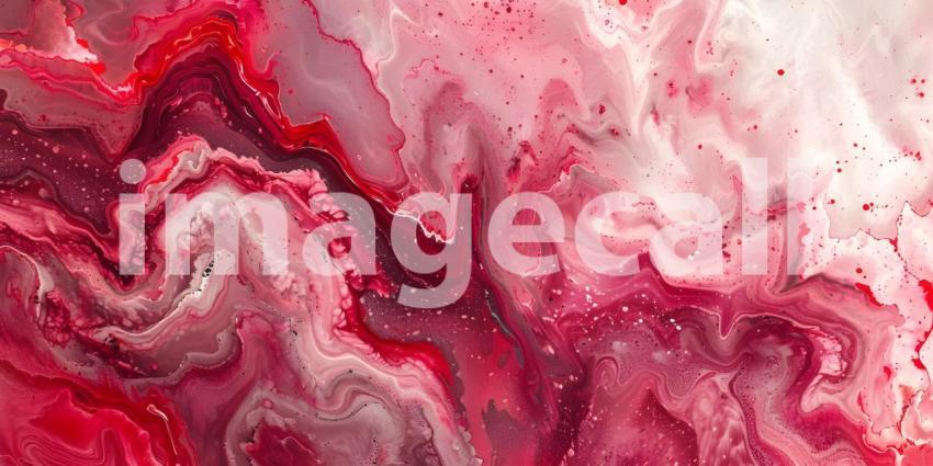 Abstract background of acrylic paint in red and pink tones, Liquid marble texture - Ai Generated