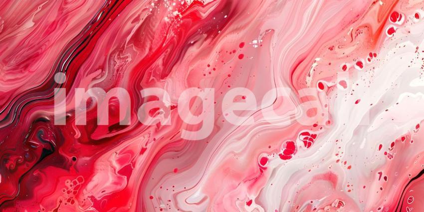 Abstract background of acrylic paint in red and pink tones, Liquid marble texture - Ai Generated