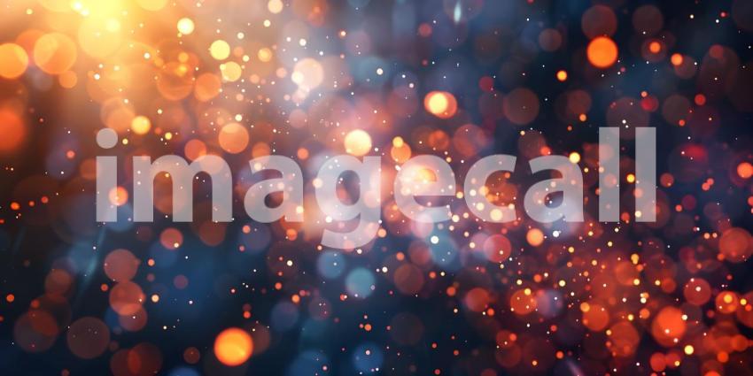 Abstract bokeh background with golden light rays and glittering stars - Ai generated
