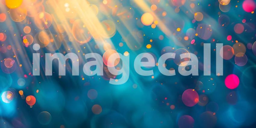Abstract bokeh background with golden light rays and glittering stars - Ai generated