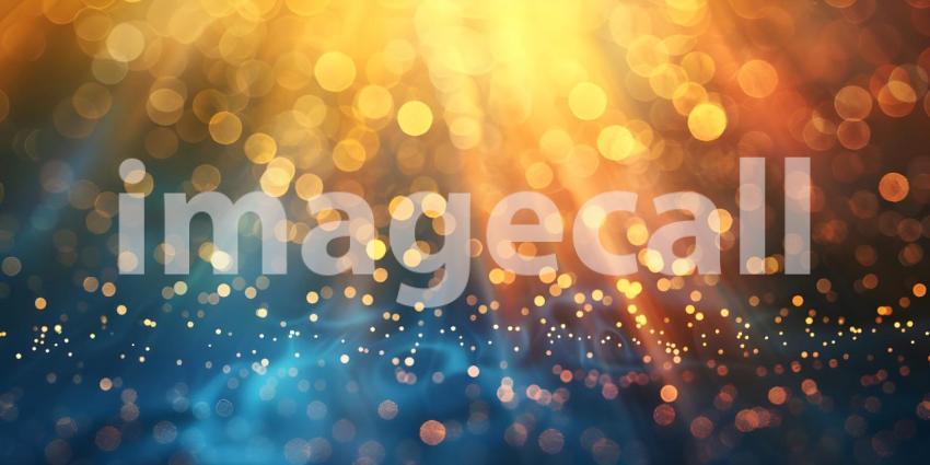 Abstract bokeh background with golden light rays and glittering stars - Ai generated
