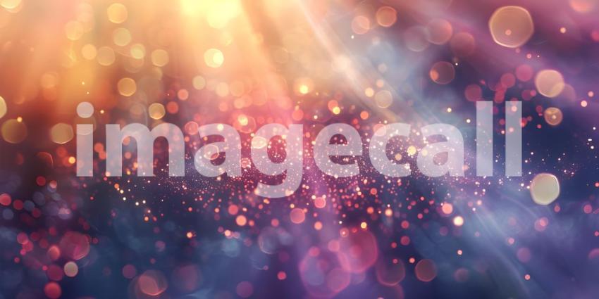 Abstract bokeh background with golden light rays and glittering stars - Ai generated