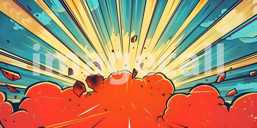 Comic book explosion background, Abstract grunge background with splashes and blot - Ai generated