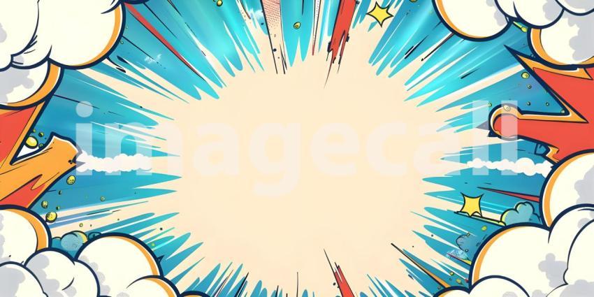 Comic book explosion background, Abstract grunge background with splashes and blot - Ai generated