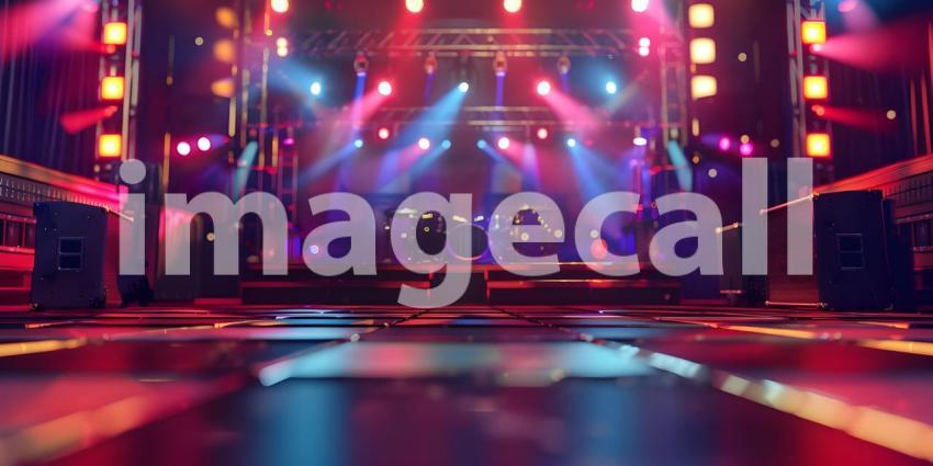 Stage Spotlight with Red and Blue Stage Lights - Ai Generated