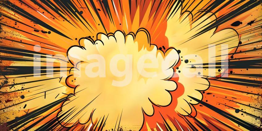 Comic book explosion background, Abstract grunge background with splashes and blot - Ai generated