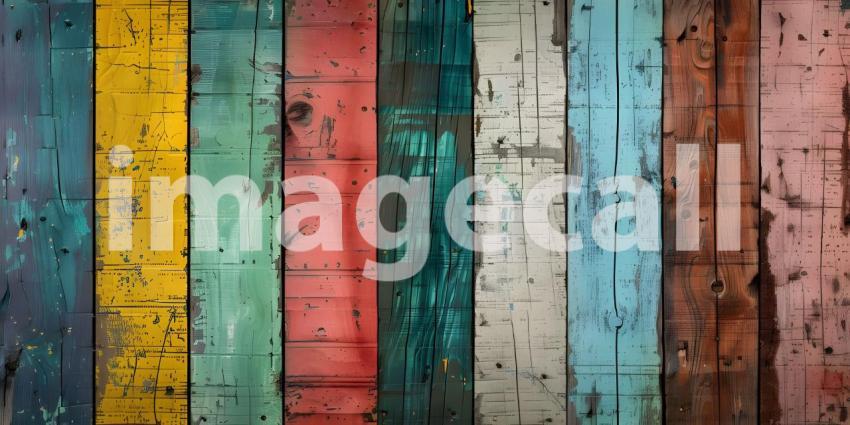 Colorful wood plank wall texture background for interior or exterior design - Ai Generated