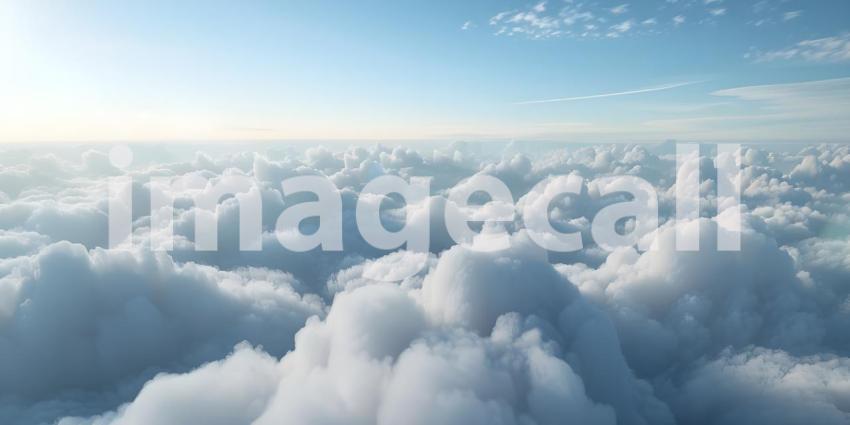 Beautiful aerial view above clouds with blue sky - Ai Generated