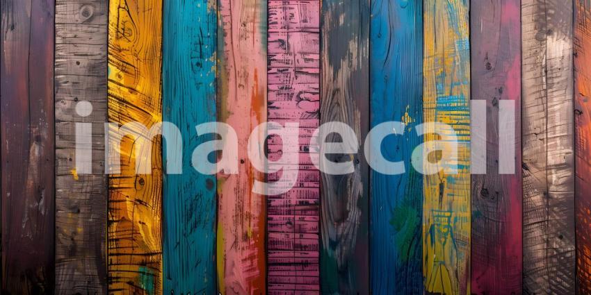 Colorful wood plank wall texture background for interior or exterior design - Ai Generated