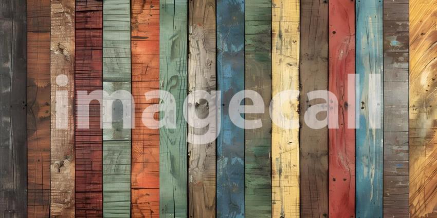 Colorful wood plank wall texture background for interior or exterior design - Ai Generated