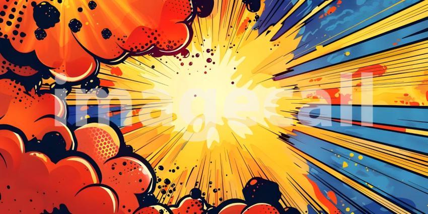 Comic book explosion background, Abstract grunge background with splashes and blot - Ai generated