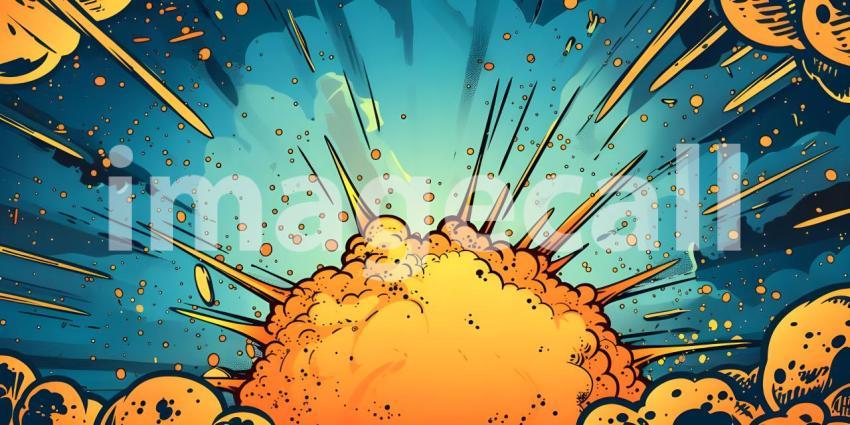 Comic book explosion background, Abstract grunge background with splashes and blot - Ai generated
