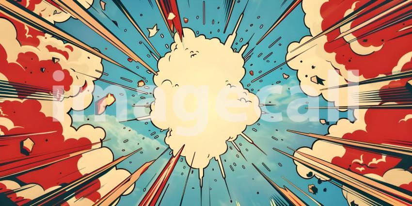 Comic book explosion background, Abstract grunge background with splashes and blot - Ai generated