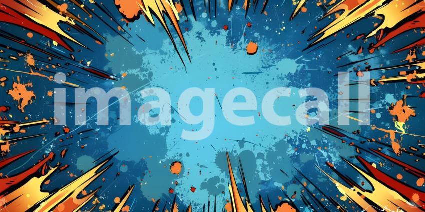 Comic book explosion background, Abstract grunge background with splashes and blot - Ai generated