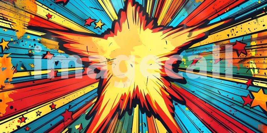 Comic book explosion background, Abstract grunge background with splashes and blot - Ai generated