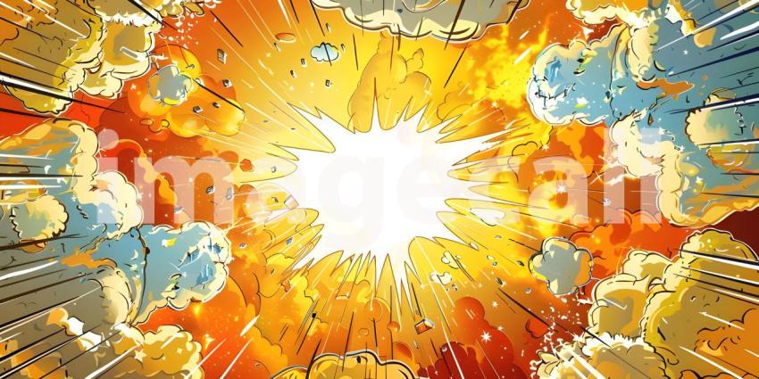 Comic book explosion background, Abstract grunge background with splashes and blot - Ai generated