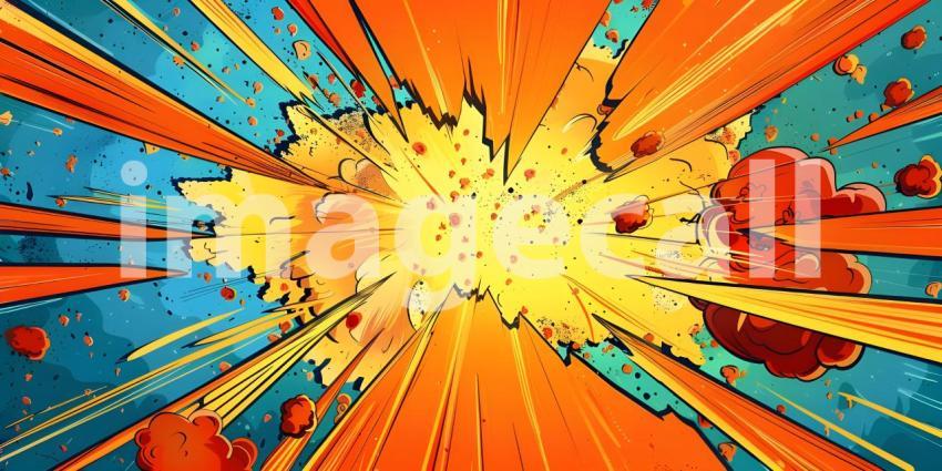 Comic book explosion background, Abstract grunge background with splashes and blot - Ai generated