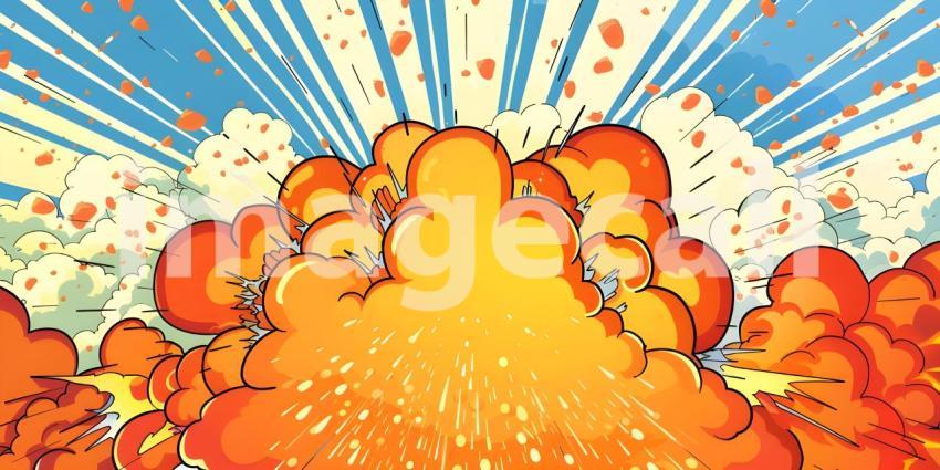 Comic book explosion background, Abstract grunge background with splashes and blot - Ai generated