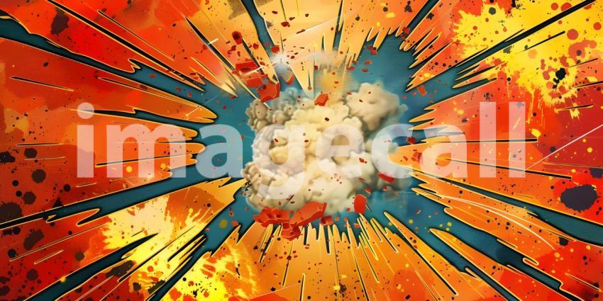 Comic book explosion background, Abstract grunge background with splashes and blot - Ai generated