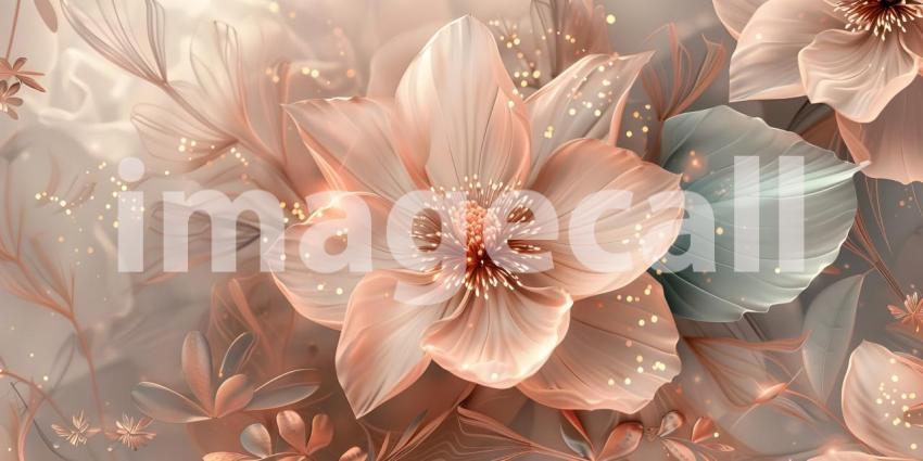 3D illustration of abstract background with Flowers, floral background - Ai generated