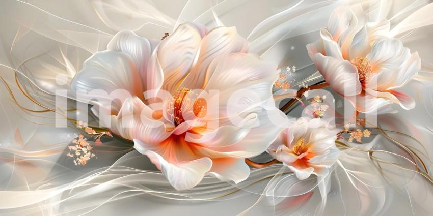 3D illustration of abstract background with Flowers, floral background - Ai generated
