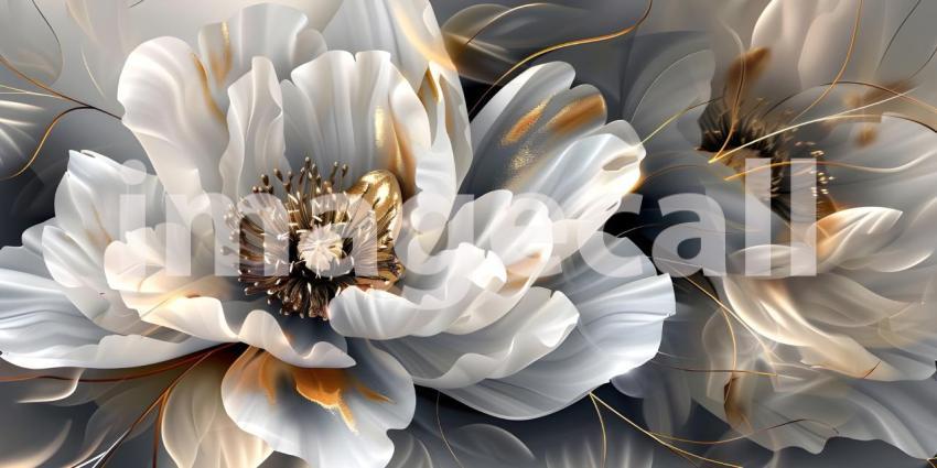 3D illustration of abstract background with Flowers, floral background - Ai generated