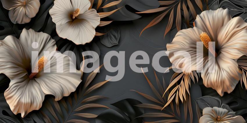 3D illustration of abstract background with Flowers, floral background - Ai generated