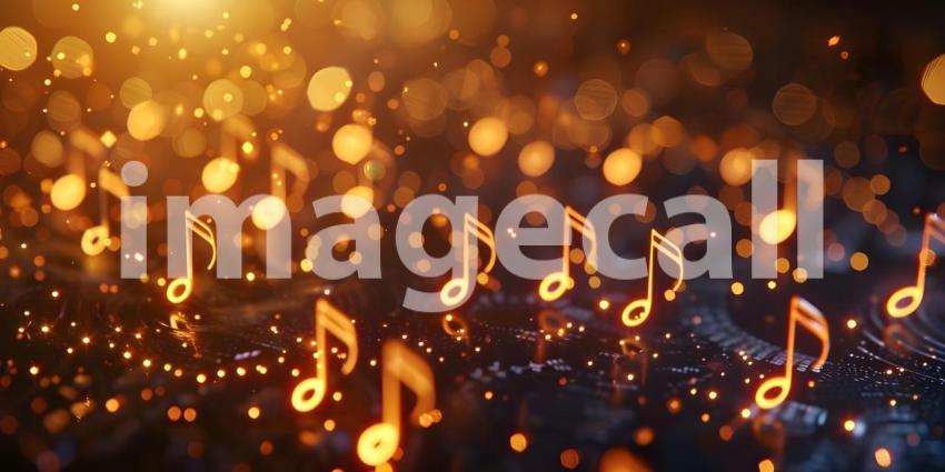 Colorful music notes background with space for your text, Musical Background - Ai Generated