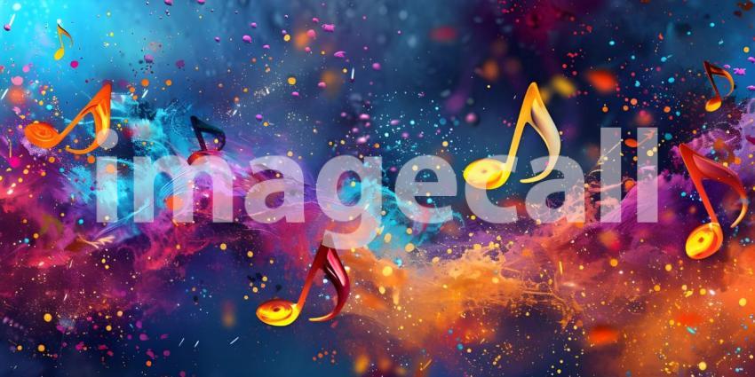 Colorful music notes background with space for your text, Musical Background - Ai Generated