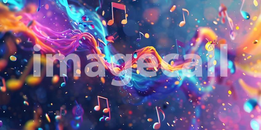 Colorful music notes background with space for your text, Musical Background - Ai Generated